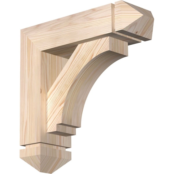 Ekena Millwork Imperial Arts and Crafts Smooth Bracket w/ Offset Brace, Douglas Fir, 5 1/2"W x 18"D x 18"H BKT0604X18X18IMP03SDF - main